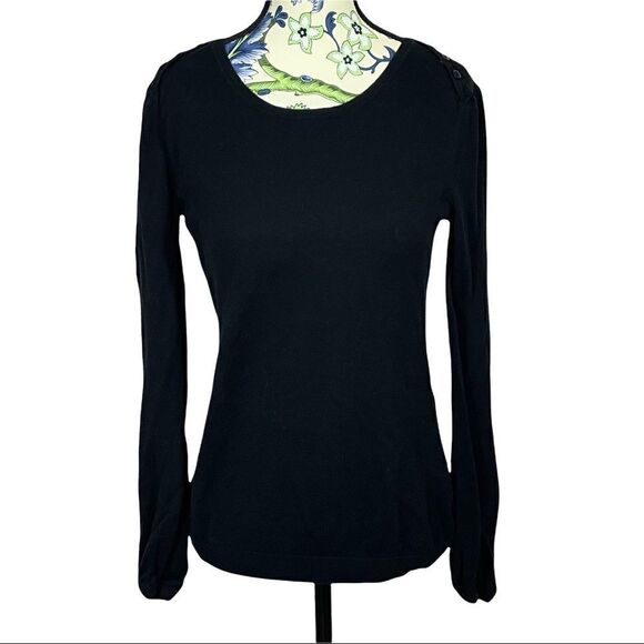 Buffalo Black Long Sleeved Sweater with 3 Button Detail on Shoulders Size M - Picture 1 of 2